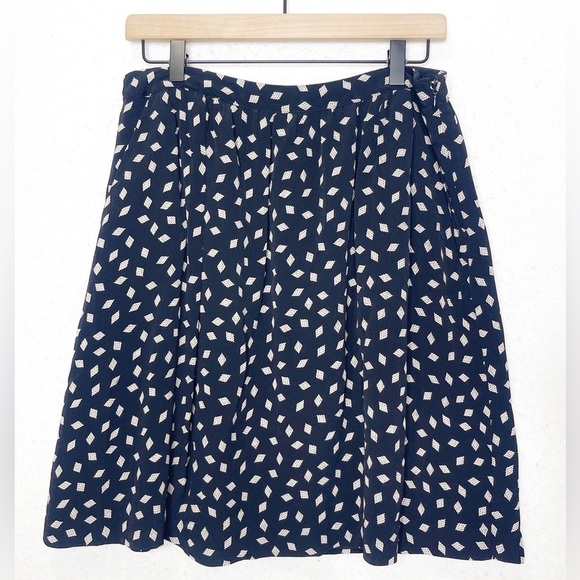 Garnet Hill Skirt Black Print Career Flare With Pockets Size 10 - Picture 1 of 8